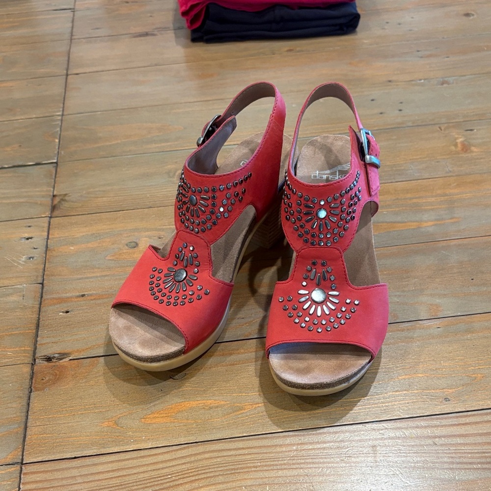 Elegant Red Women's Sandals with Embellishments